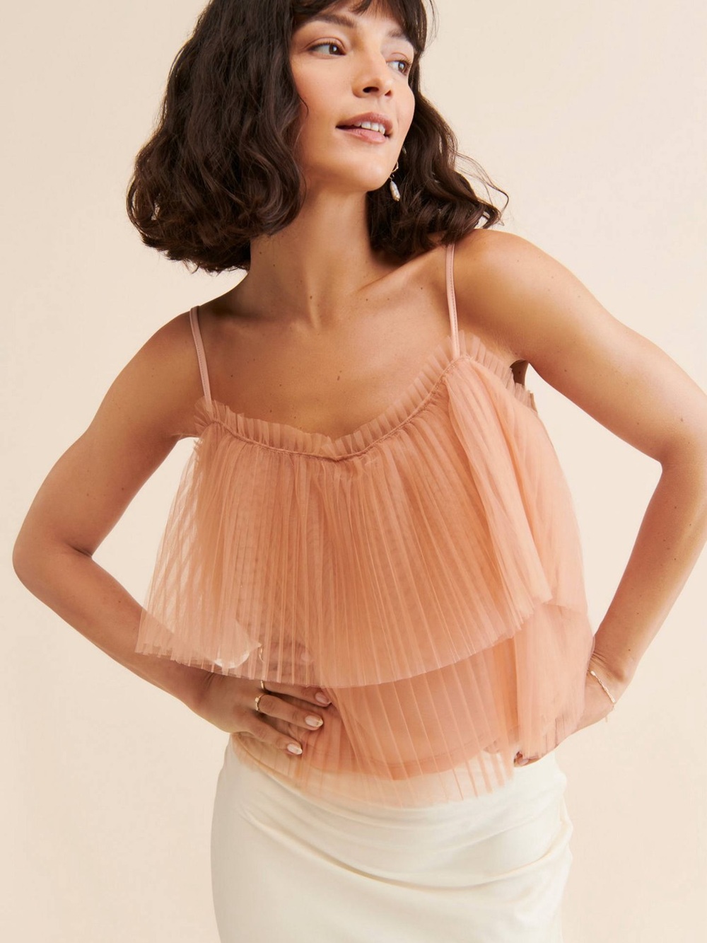 Anthropologie Pleated Tulle Tank